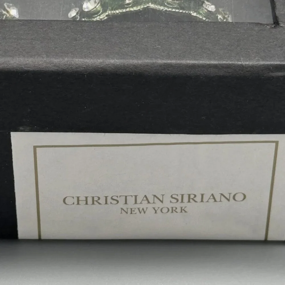 x4 Christian Siriano Christmas Tree Jeweled Napkin Ring Set Rhinestones Holiday
